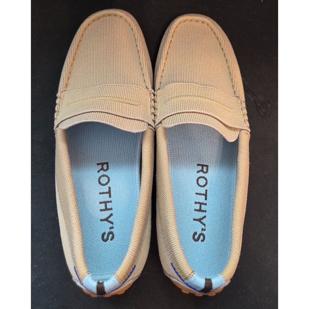 Rothy's Driving Loafers Neutral Tan Men's 8.5 Breathable Knit Casual